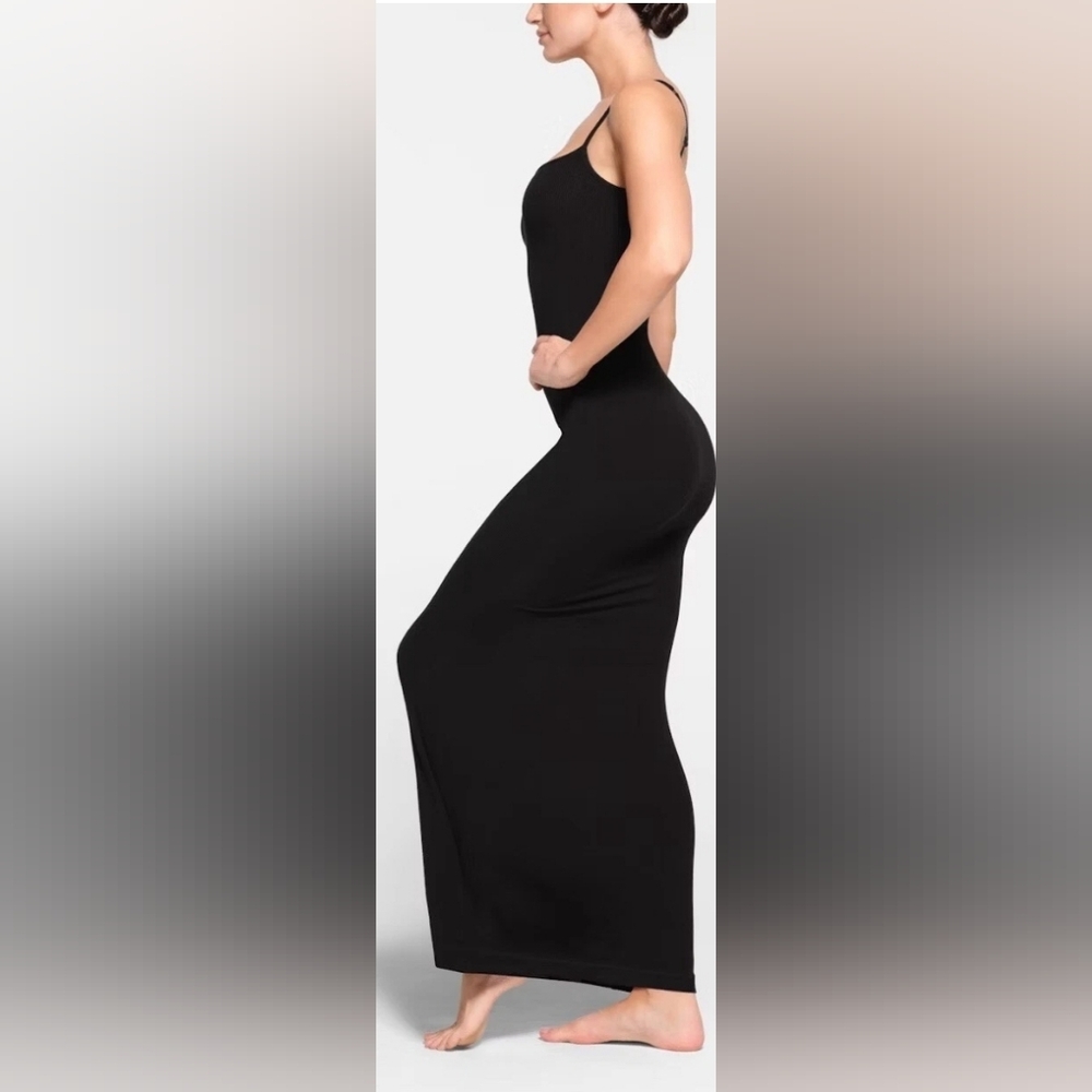 Skims Soft Lounge Black Long Slip Dress Sz XL